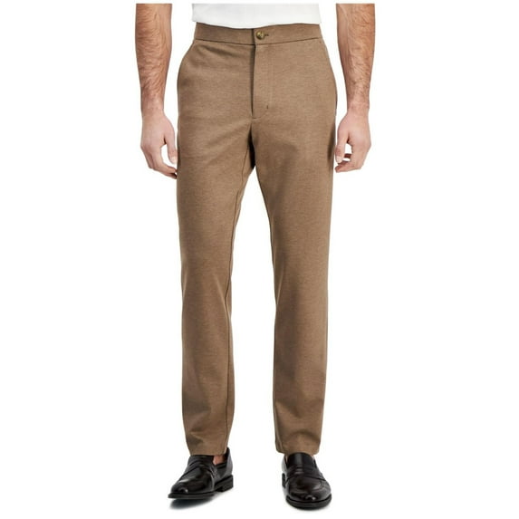 Alfani Mens Heathered Knit Suit Casual Jogger Pants, Brown, 38W x 32L