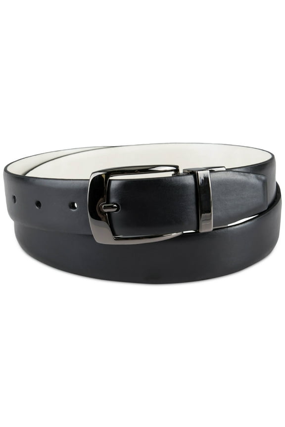 Men's Modern Reversible Dress Belt White Black Medium 34 36