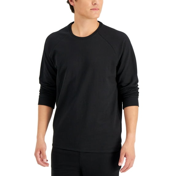 Alfani Men's Moisture-Wicking Pajama Sweatshirt, Black XXL