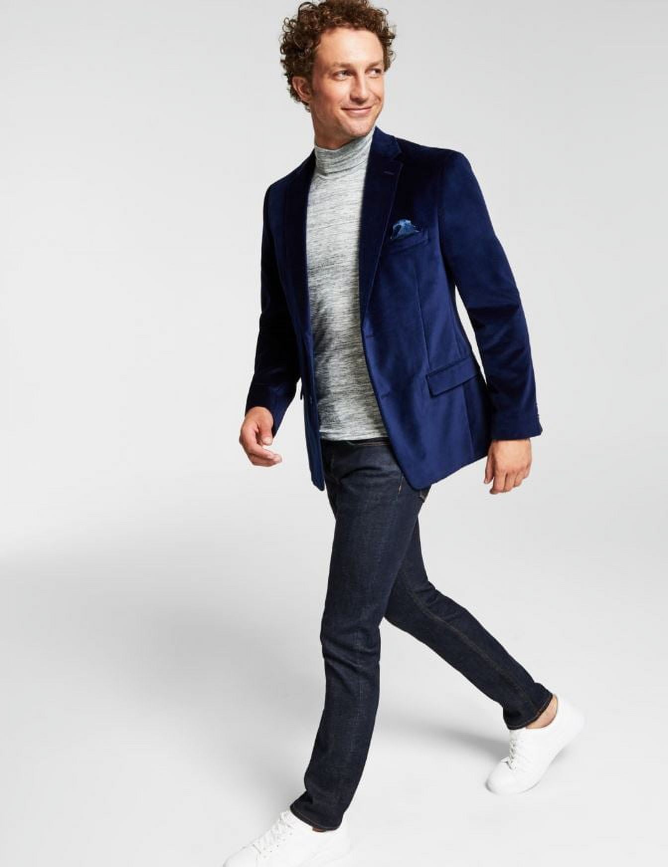 Alfani Men s Navy Slim Fit Solid Velvet Blazer 40 R Walmart