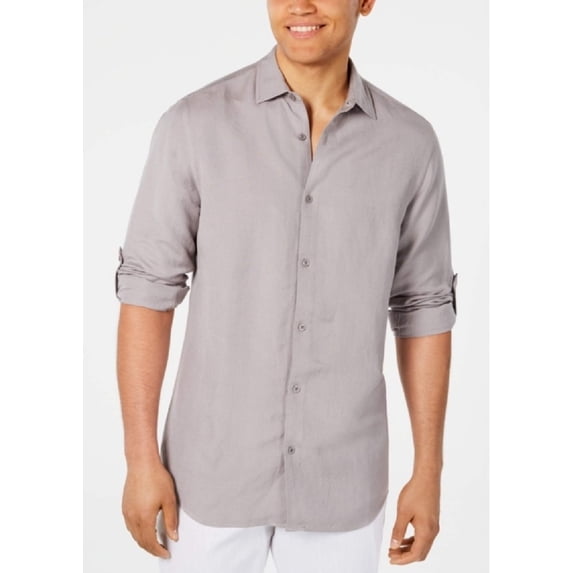 Alfani Men's Platoon Linen Shirt Gray Size XXX-Large
