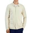 thumbnail image 1 of Alfani Mens Refined Regular Fit Textured Cardigan Sweater, Beige, Small, 1 of 2