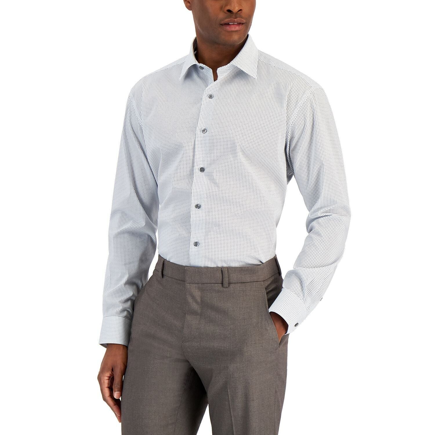 slim fit dress slacks Alfani Men's Slim-Fit Solid Dress Shirt – DiscountStore main image 0
