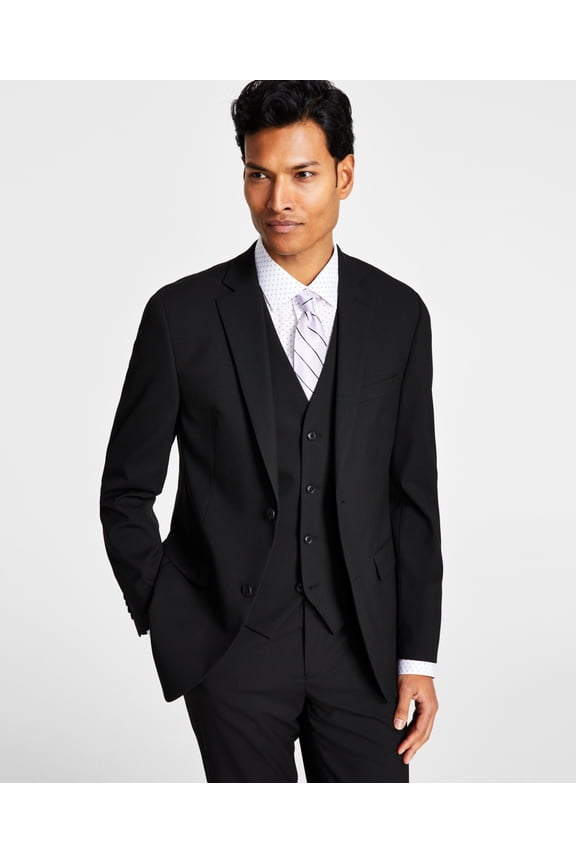 Men's Slim Fit Stretch Solid Suit Jacket Black Size 40