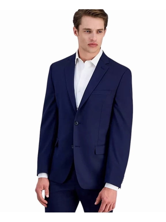 Men's Slim Fit Stretch Solid Suit Jacket Blue Size 40