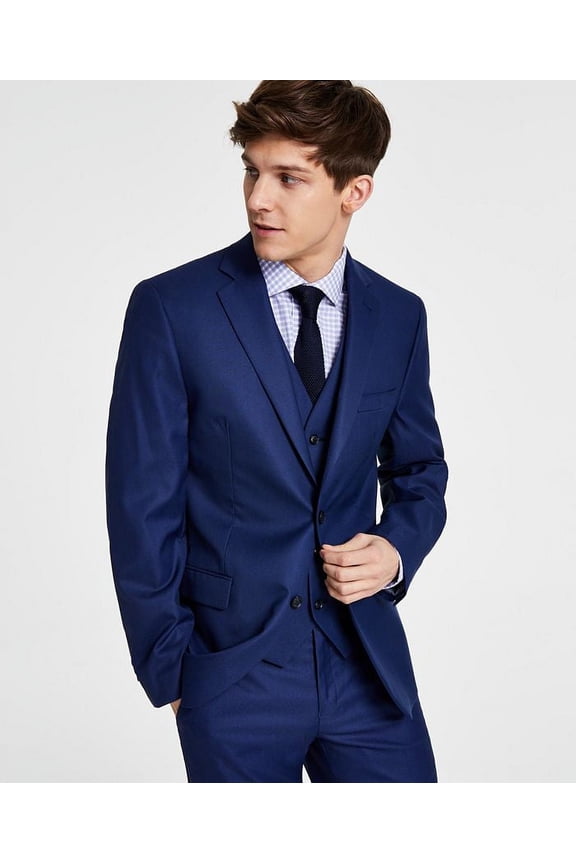 Men's Slim Fit Stretch Solid Suit Jacket Blue Size 42