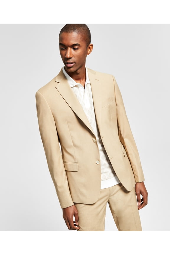 Men's Slim-Fit Stretch Solid Suit Jacket Caramel Brown 40R