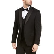 Alfani Mens Slim fit Suit Jacket Blazer 40 L Black Solid Stretch