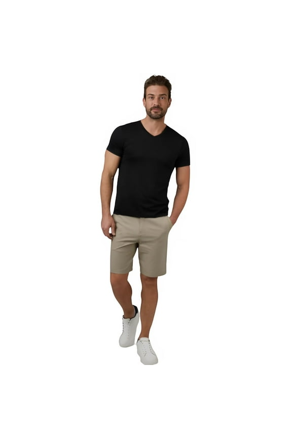 Men's Slim-Fit V-Neck T-Shirt, Deep Black, Size Small 100% Cotton