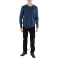 thumbnail image 1 of Alfani Men's Solid Crew Neck Cotton Blend Sweater in Indigo Heather-Size XL, 1 of 3