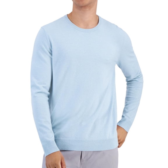 Alfani Men's Solid Crewneck Sweater, Cloud Blue, XXL