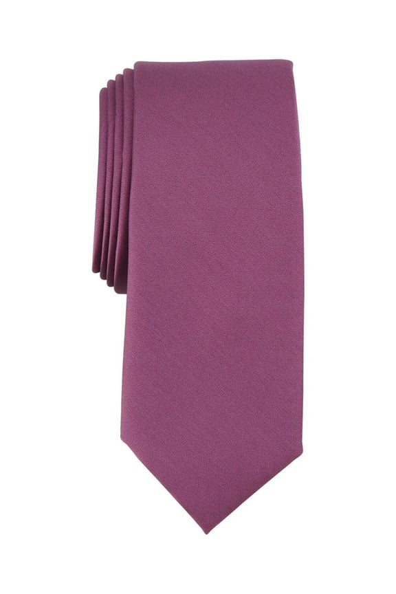 Men's Solid Texture Slim Tie Mauve Pink Necktie