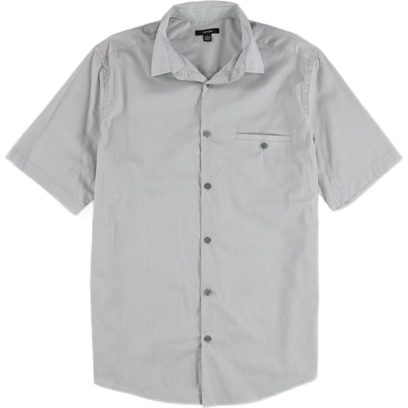 Alfani Men's Stretch Modern Short Sleeve Shirt Small Smooth Silver Striped