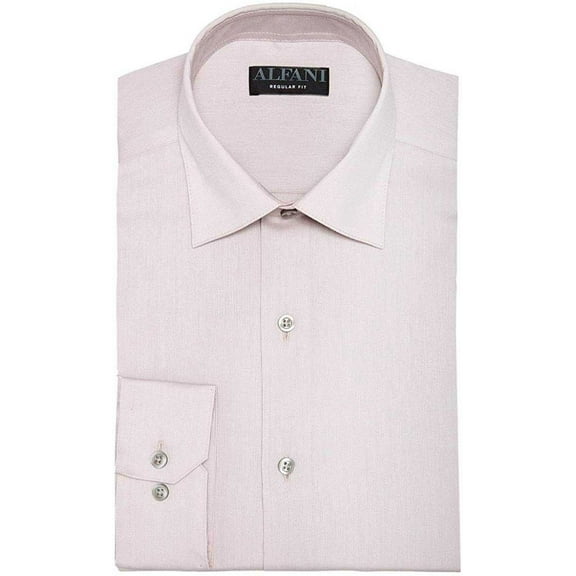 Alfani Men’s Striped Print Regular Fit Dress Shirts, Sand, 14-14.5 32-33