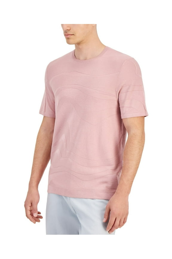 Men's Tonal Wave Jacquard T-Shirt Rayon/Nylon Pottery Clay-Large