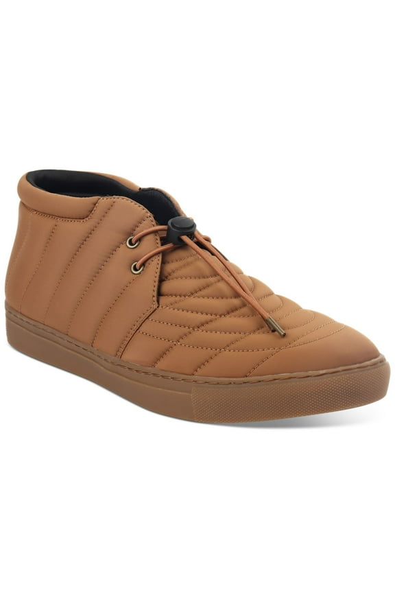 Mens Tucker Quilted Lace-Up Chukka Boot Shoes, Tan, 13