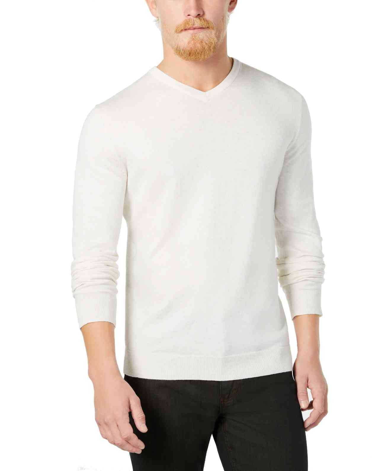 Cream v neck sweater mens 2025