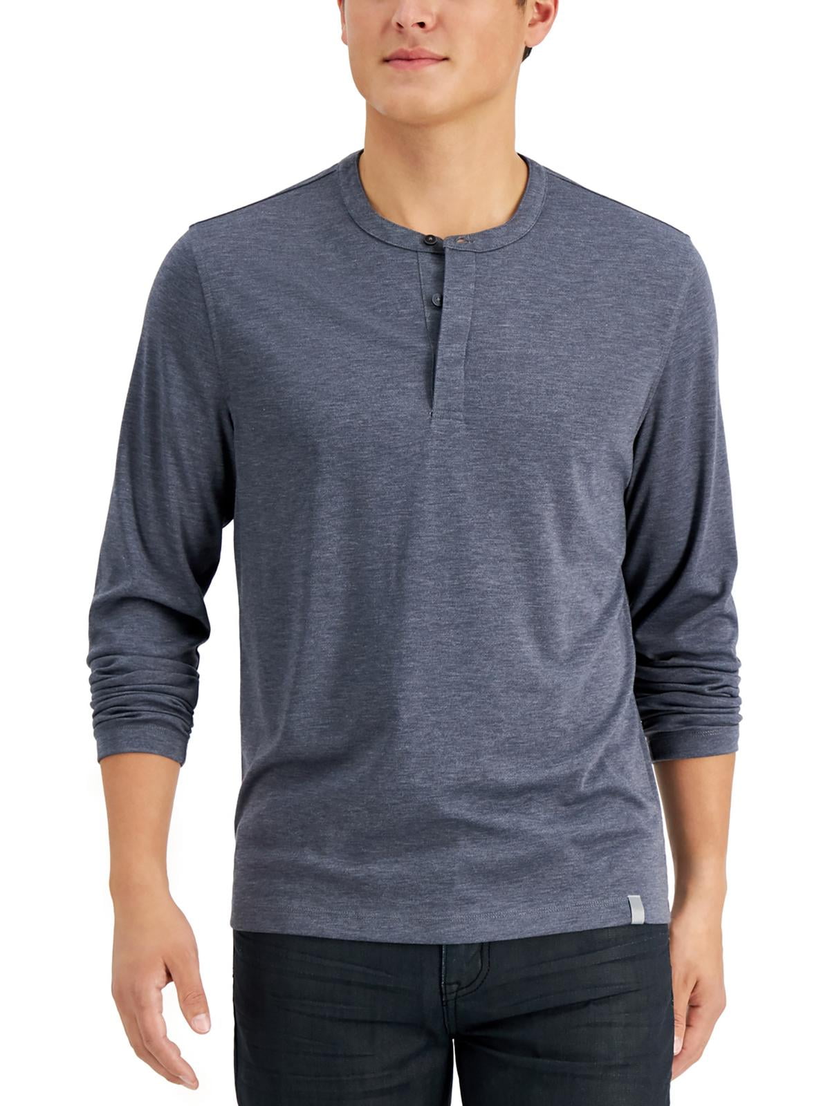 Alfani Mens Alfatech Heathered Long Sleeve Henley Shirt - Walmart.com