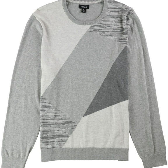 Alfani Mens Angled Colorblocked Pullover Sweater, Grey, XX-Large