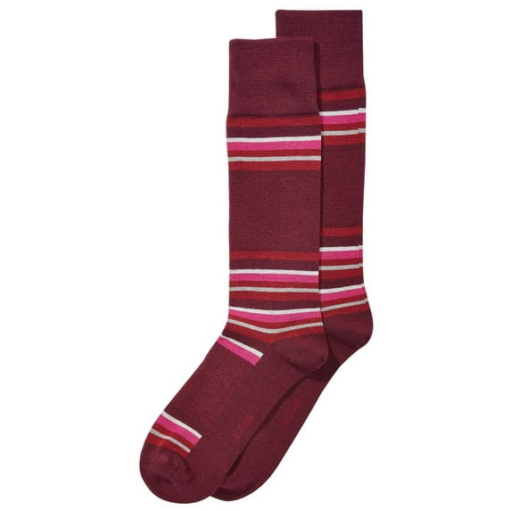 Alfani Mens Blocked Stripe Dress Socks, Red, 10-13