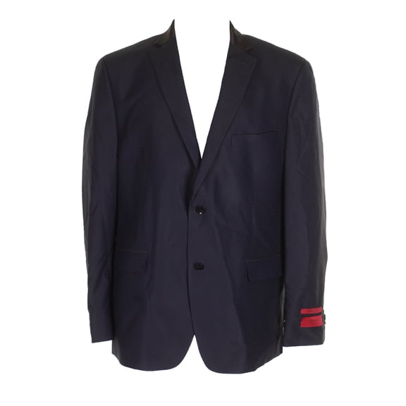 Alfani Mens Blue Black Slim-Fit Single Breasted Notch Lapel Blazer 46R