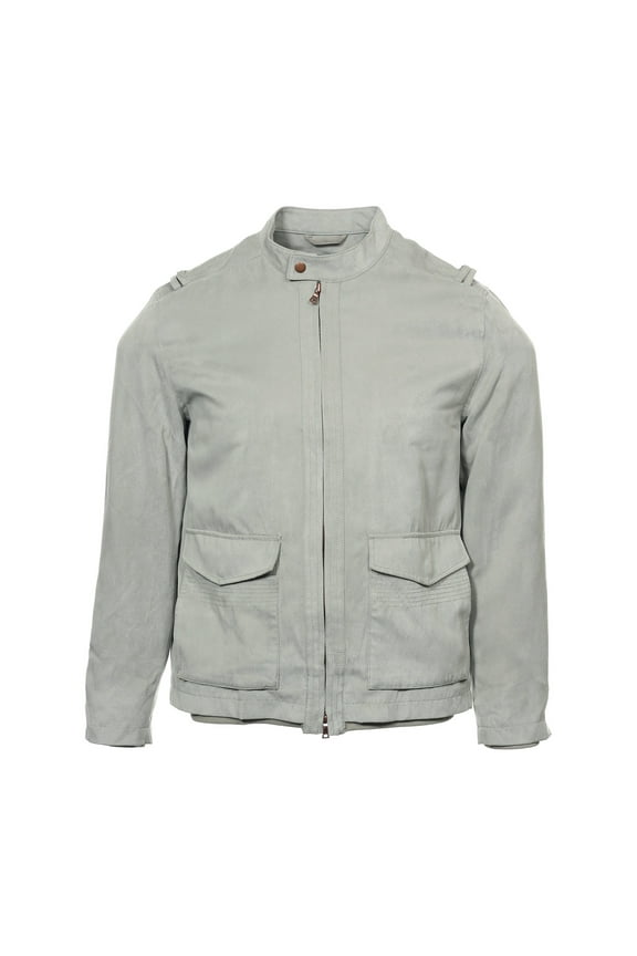 Mens Bomber Microsuede Military Jacket (2XLarge, City Taupe)