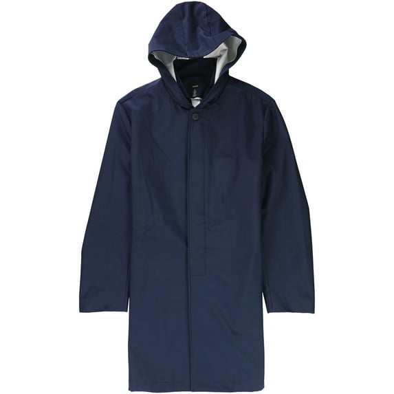 Alfani Mens Bonded Hooded Top Coat, Blue, Large