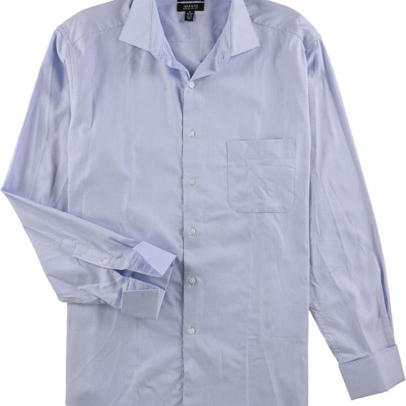 Alfani Mens Classic Fit Performance Button Down Dress Shirt, Blue, 15.5" Neck 34"-35" Sleeve