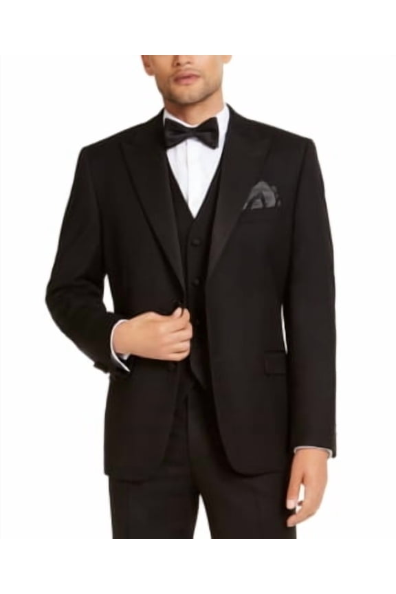 Mens Classic fit Tuxedo Jacket Blazer 38 R Black Solid Stretch