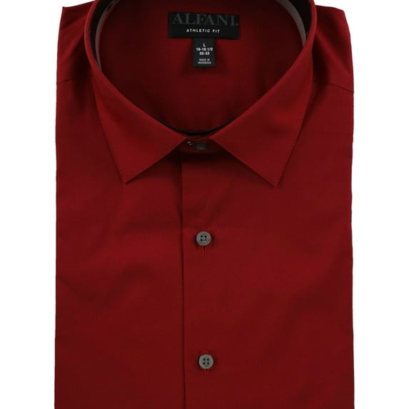 Alfani Mens Colla red Button Down Dress Shirt, Red, 15"-15.5" Neck 32"-33" Sleeve