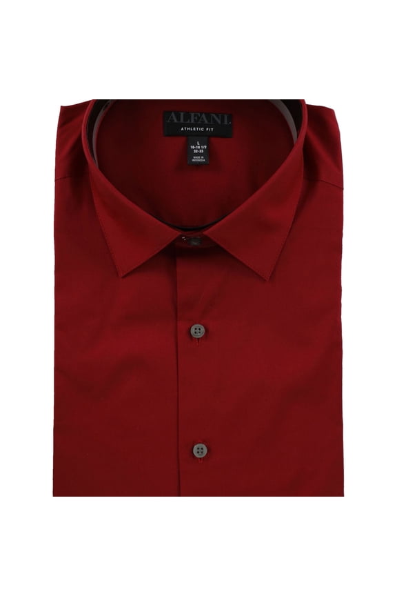 Mens Colla red Button Down Dress Shirt, Red, 15"-15.5" Neck 32"-33" Sleeve