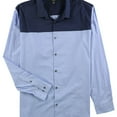 thumbnail image 1 of Alfani Mens Color Block Button Up Shirt, Blue, XXX-Large, 1 of 1