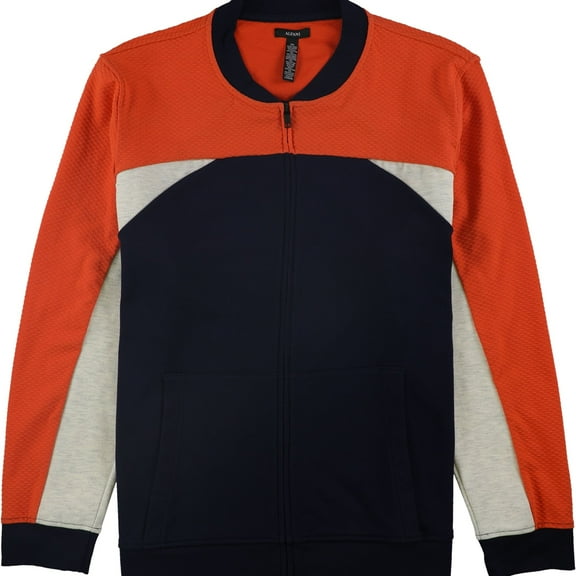 Alfani Mens Colorblocked Bomber Jacket, Orange, Large