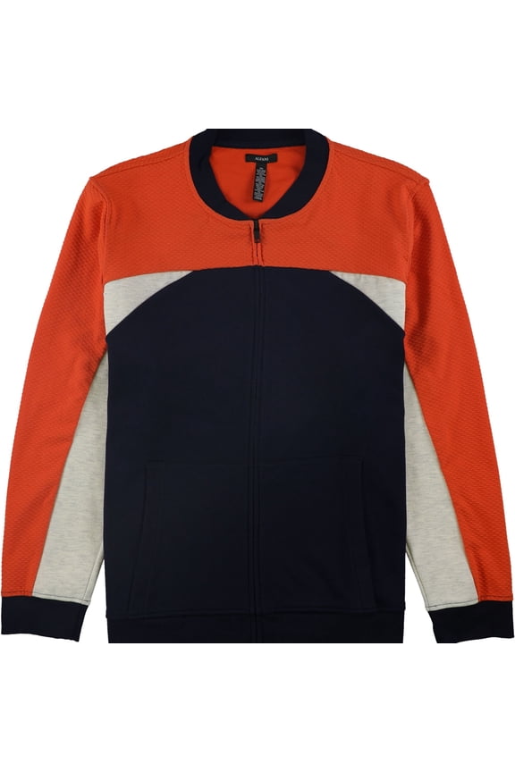 Mens Colorblocked Bomber Jacket, Orange, X-Large