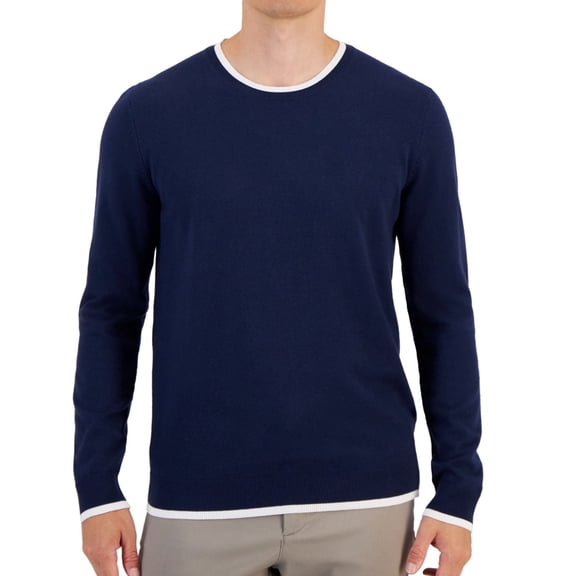 Alfani Mens Contrast Edge Pullover Sweater, Blue, XXX-Large