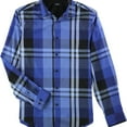 thumbnail image 1 of Alfani Mens Derby Plaid LS Button Up Shirt, Blue, Small, 1 of 2