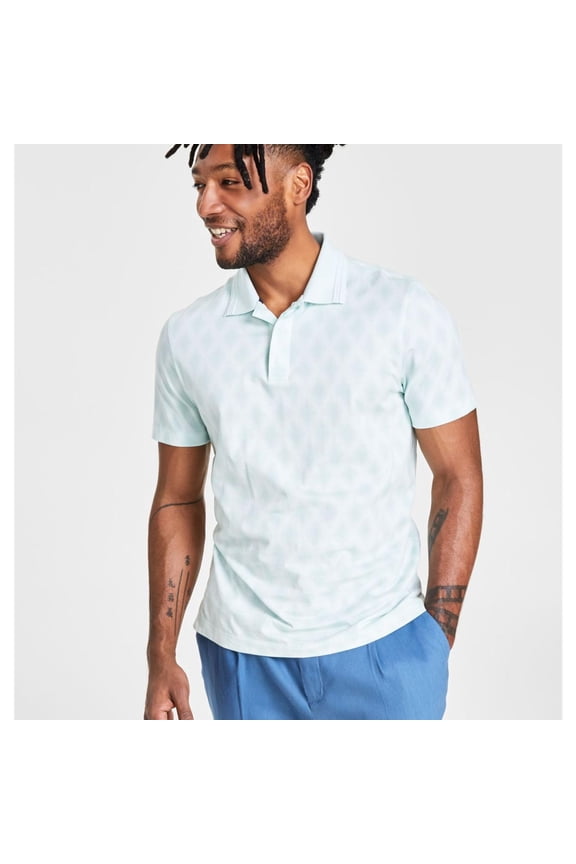 Mens Diamond Polo Shirt, Green, Small