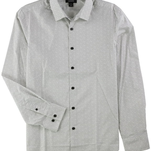 Alfani Mens Donovan Button Up Shirt, White, Large