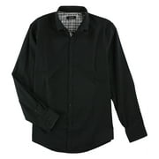 Alfani Mens Durocher Textured Button Up Shirt, Black, Small