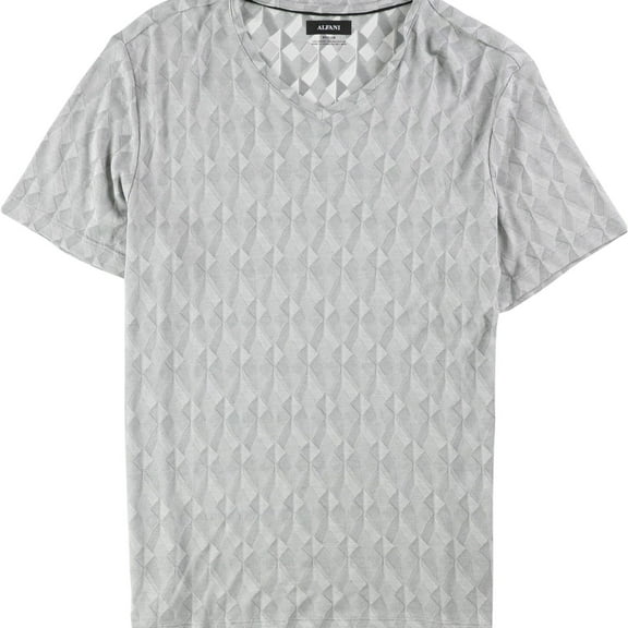 Alfani Mens Exploded Geo Basic T-Shirt, Grey, Large