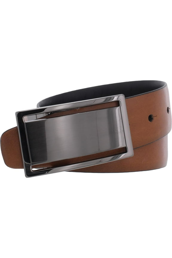 Mens Faux Leather Rotative Buckle Reversible Belt