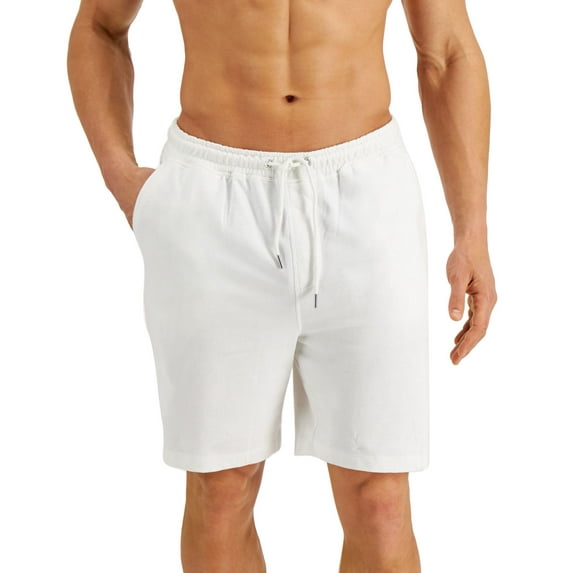 Alfani Mens Fleece Shorts White Moisture Wicking Cotton Blend, XXL