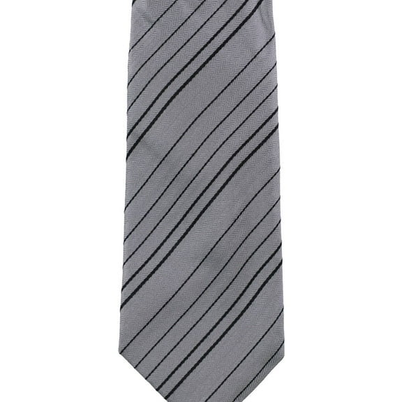 Alfani Mens Fremont Stripe Self-tied Necktie, Black, One Size