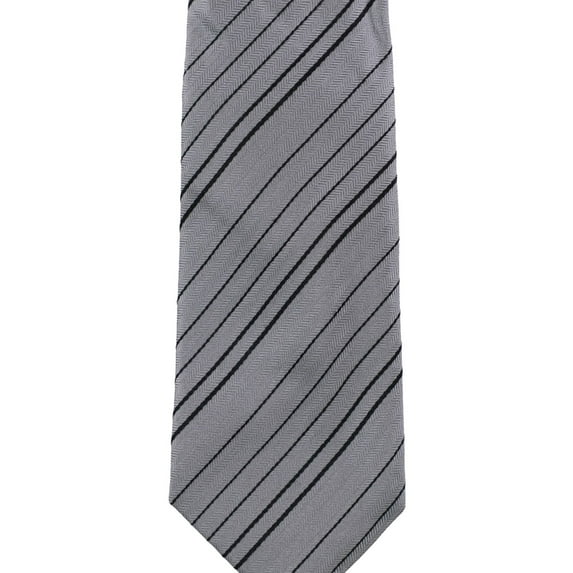 Alfani Mens Fremont Stripe Self-tied Necktie, Black, One Size