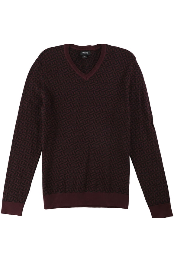 Mens Geometric Pullover Sweater, Red, XXX-Large