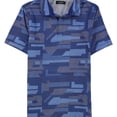 thumbnail image 1 of Alfani Mens Geometric Polo Shirt, Blue, Small, 1 of 2