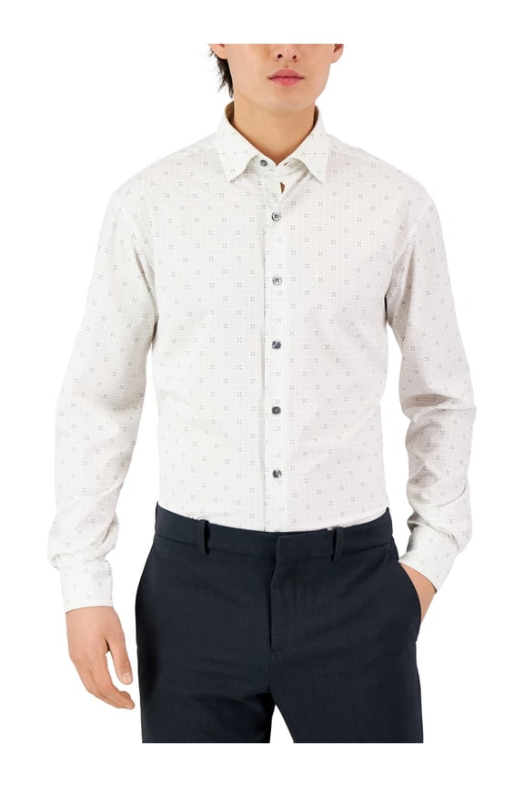 Mens Geometric Stretch Button-Down Shirt