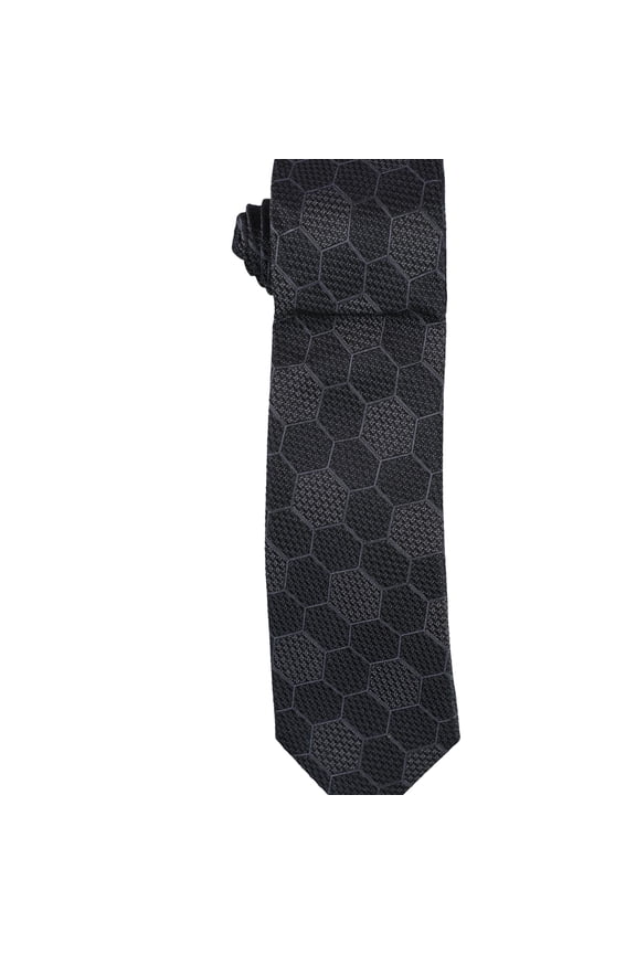 Mens Geomtric Self-tied Necktie, Black, One Size