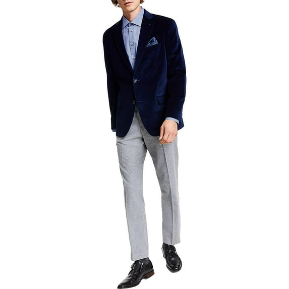 Alfani Mens Hidden Pockets Velvet Two-Button Blazer