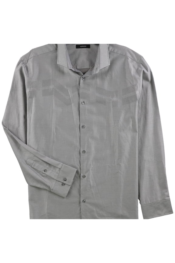 Mens Jacquard Button Up Shirt, Grey, X-Large